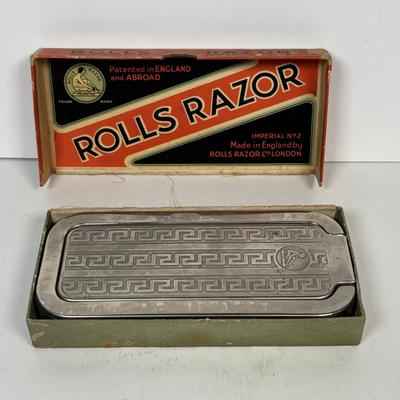 LOT 224: Vintage Razors Featuring a 1900's Gillette Pocket Edition 3 Piece Razor Set w/Original Case, Rolls Razor and More