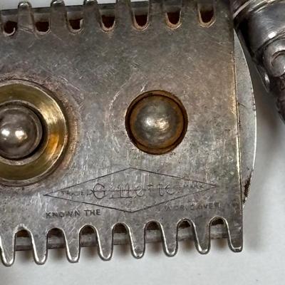 LOT 224: Vintage Razors Featuring a 1900's Gillette Pocket Edition 3 Piece Razor Set w/Original Case, Rolls Razor and More