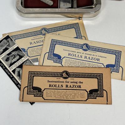 LOT 224: Vintage Razors Featuring a 1900's Gillette Pocket Edition 3 Piece Razor Set w/Original Case, Rolls Razor and More