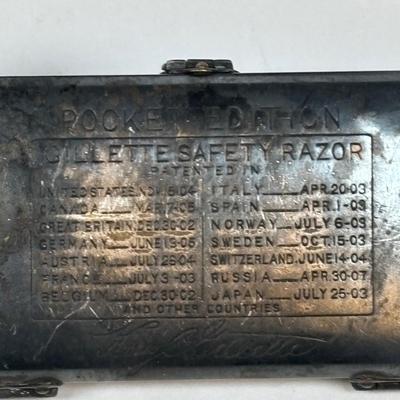 LOT 224: Vintage Razors Featuring a 1900's Gillette Pocket Edition 3 Piece Razor Set w/Original Case, Rolls Razor and More