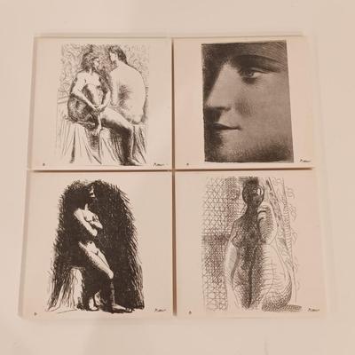 LOT 244: Picasso La Femme and Au Lapin Agile Art Tiles with Art Coffee Table Books