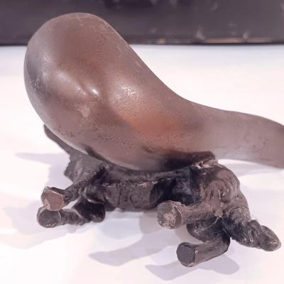 LOT 246: Antique Brass Borzoi Pipe Holder, Glass Lined Cigar Box, Etched Ind. Teak Ashtray & More