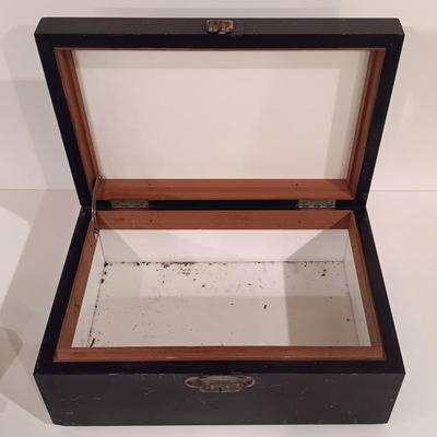 LOT 246: Antique Brass Borzoi Pipe Holder, Glass Lined Cigar Box, Etched Ind. Teak Ashtray & More