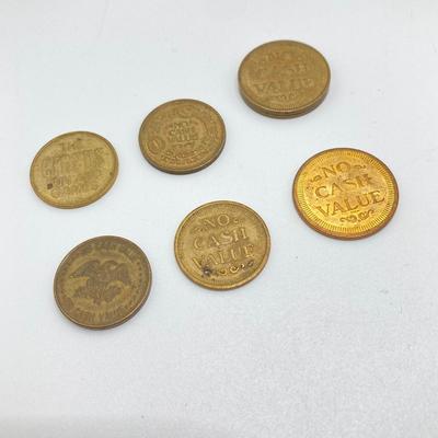 LOT 183: Easy Rider Wallet, Tokens / Coins (Skull, No Cash Value Arcade, Freemason and More), Nuts / Bolts Pipe and Blue Sunglasses