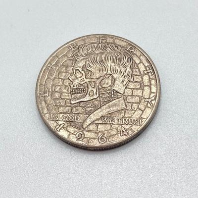 LOT 183: Easy Rider Wallet, Tokens / Coins (Skull, No Cash Value Arcade, Freemason and More), Nuts / Bolts Pipe and Blue Sunglasses