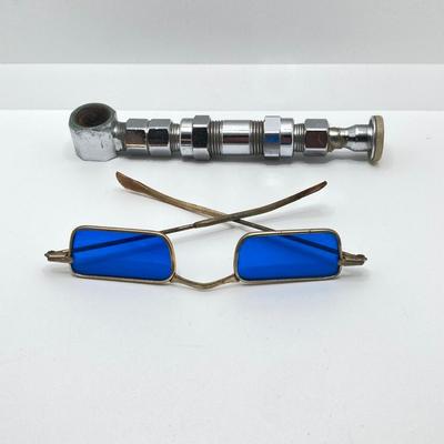 LOT 183: Easy Rider Wallet, Tokens / Coins (Skull, No Cash Value Arcade, Freemason and More), Nuts / Bolts Pipe and Blue Sunglasses