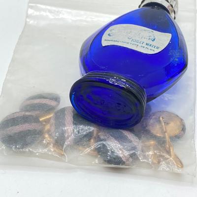 LOT 184: Vintage Collection - Celluloid Tape Measure (Camp, Le Jeune), Pin Cushion, Atlantic City Pill Holder, Perfume Bottle, Mabel...