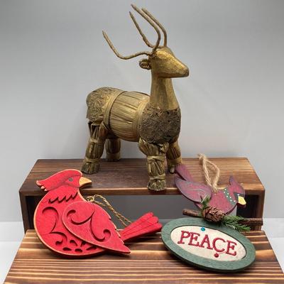 LOT 187: Vintage Blow Mold Deer, Pixie Elf To My Valentine, B. Kliban Christmas Reindeer Cat Mug by Kiln Craft with Ornaments and More