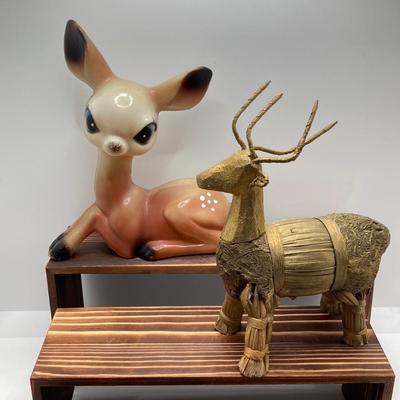 LOT 187: Vintage Blow Mold Deer, Pixie Elf To My Valentine, B. Kliban Christmas Reindeer Cat Mug by Kiln Craft with Ornaments and More