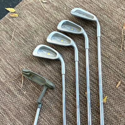 LOT 191: Ping Golf Clubs - Eye2 Yellow Dot Irons with Anser Putter