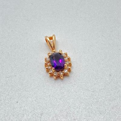 LOT 501: T&C Gold Ameythst Pendant - 14KP, TW 0.9g