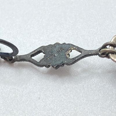 LOT 502: Vintage Sterling Jewelry - Art Deco with Carved Blue Stone Necklace and Screw Back Earrings with Heart Shaped Madonna and Child...