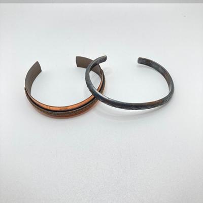 LOT 503: Sterling and Copper Jewelry - Cuff Style Bracelets and Chains for Repair