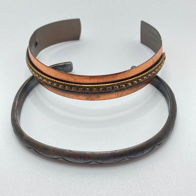 LOT 503: Sterling and Copper Jewelry - Cuff Style Bracelets and Chains for Repair