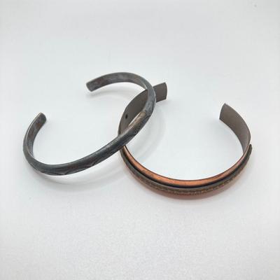 LOT 503: Sterling and Copper Jewelry - Cuff Style Bracelets and Chains for Repair