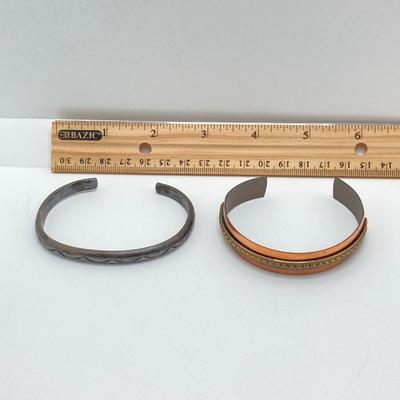 LOT 503: Sterling and Copper Jewelry - Cuff Style Bracelets and Chains for Repair