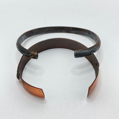 LOT 503: Sterling and Copper Jewelry - Cuff Style Bracelets and Chains for Repair