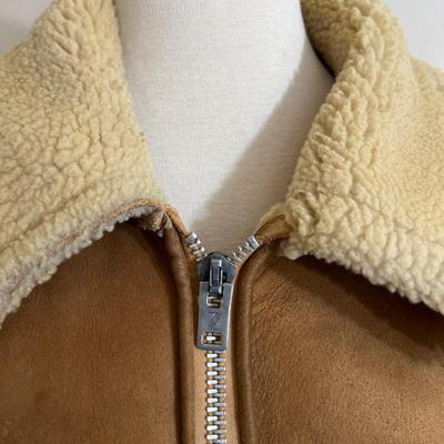 Mens Vintage Leather and Sherpa Lined Jacket