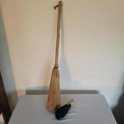 Two Handmade Wooden Brooms (D-EL)