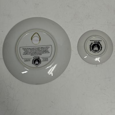 lot of 2 plates 6" and 3" - Walt Disney's Vintage Mickey Mouse w/ Sorcerer Hat