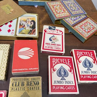 Vintage Poker Chip Caddy Carousel with Chips and 20 Decks of Cards Congress Bicycle Club Reno Continental Airlines