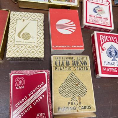 Vintage Poker Chip Caddy Carousel with Chips and 20 Decks of Cards Congress Bicycle Club Reno Continental Airlines