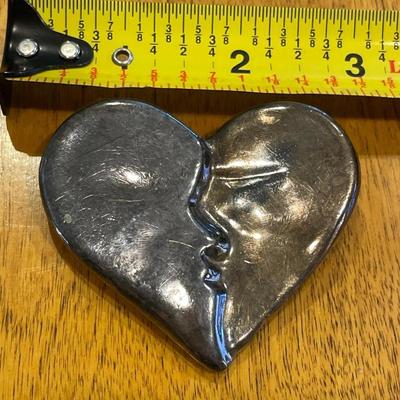 Signed and stamped 925 heart pin and 2 heart pendants
