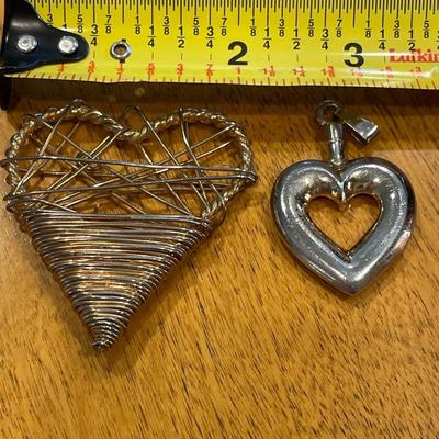 Signed and stamped 925 heart pin and 2 heart pendants