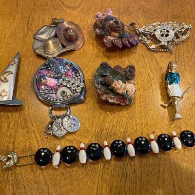 Pins and bracelet