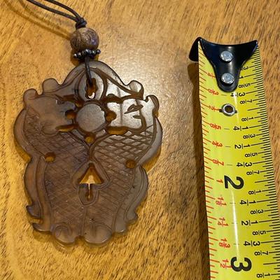 Double Dragon necklace and wood earrings