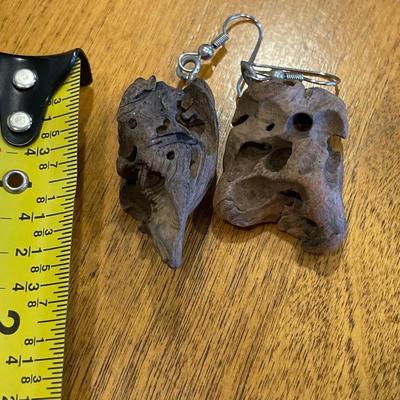 Double Dragon necklace and wood earrings