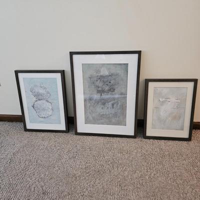 Three Soft Grey Mixed Media Paintings by Joyce Blunk (PC-JS)