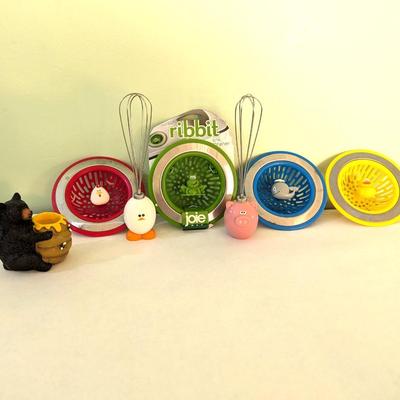 Collection of Whimsical Animal Themed Sink Strainers & Hand Whisks (LR)