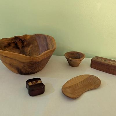 Mixed Wood Art Studio Bowls and Trinket Boxes