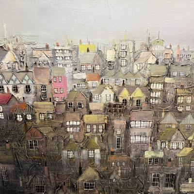 Large Rare Original Oil Bill Tolley Painting - London c1970