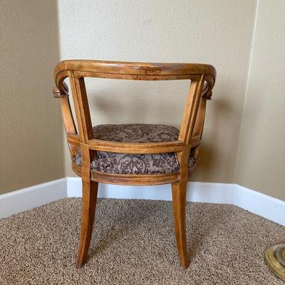 YOKE BACK ACCENT CHAIR AND A FLOOR LAMP