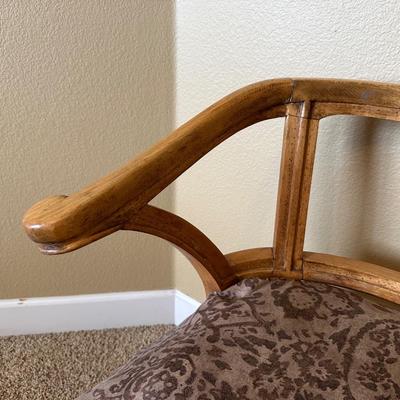 YOKE BACK ACCENT CHAIR AND A FLOOR LAMP