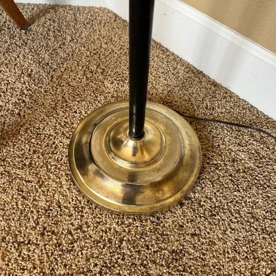 YOKE BACK ACCENT CHAIR AND A FLOOR LAMP