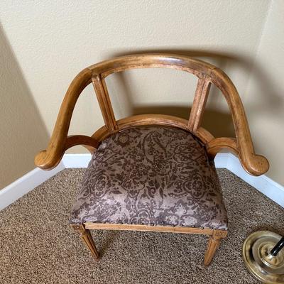 YOKE BACK ACCENT CHAIR AND A FLOOR LAMP