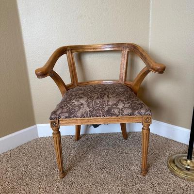 YOKE BACK ACCENT CHAIR AND A FLOOR LAMP