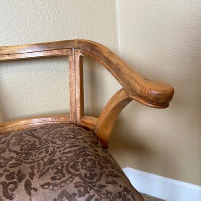 YOKE BACK ACCENT CHAIR AND A FLOOR LAMP