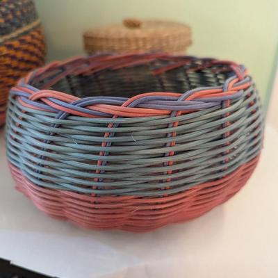 African Market Basket Woven & 2 Wicker Baskets