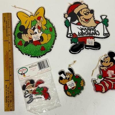 Vintage Disney Acrylic Ornament Lot 5 pc Mickey Mouse