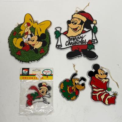 Vintage Disney Acrylic Ornament Lot 5 pc Mickey Mouse