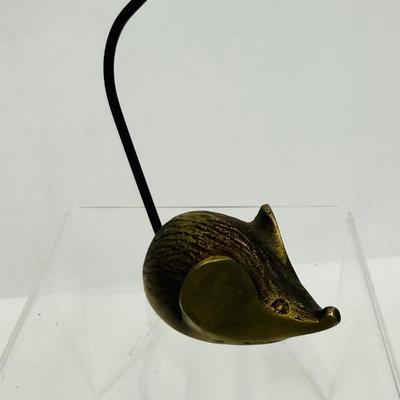 Vintage Brass Mouse Figurine Paperweight Note Holder Desk Decor Ring Holder Spike Tail