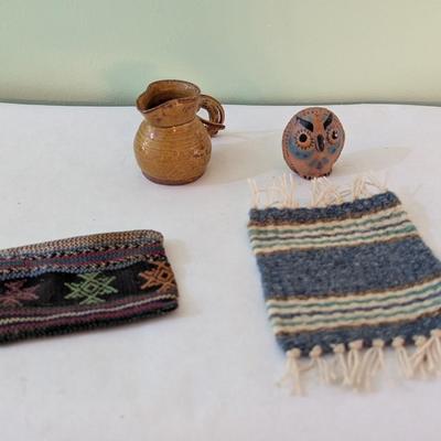 Native American Coin Purse Pottery Jug & Owl