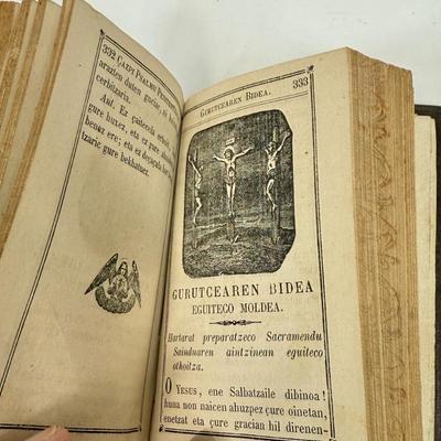 Antique French Basque Latin Spiritual Book: Published 1878