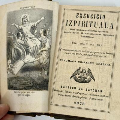 Antique French Basque Latin Spiritual Book: Published 1878