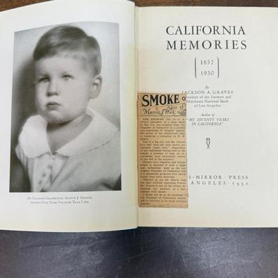 Vintage Book: California Memories by Jackson A. Graves