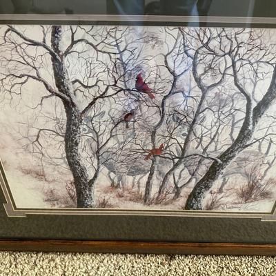 2 SIGNED PIECES OF ARTWORK AND A WALL CLOCK
